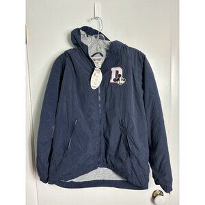 NEW Vintage Disney World Mickey Mouse Blue Hooded Lined Zip Jacket Youth XL